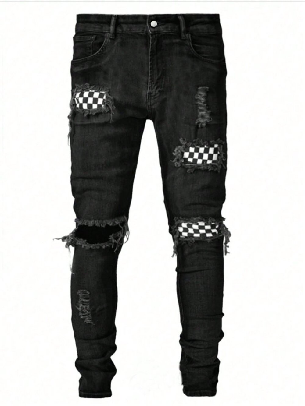 Men's Black and Checkered cutouts Lakenzie Jeans 30x32 Size XS